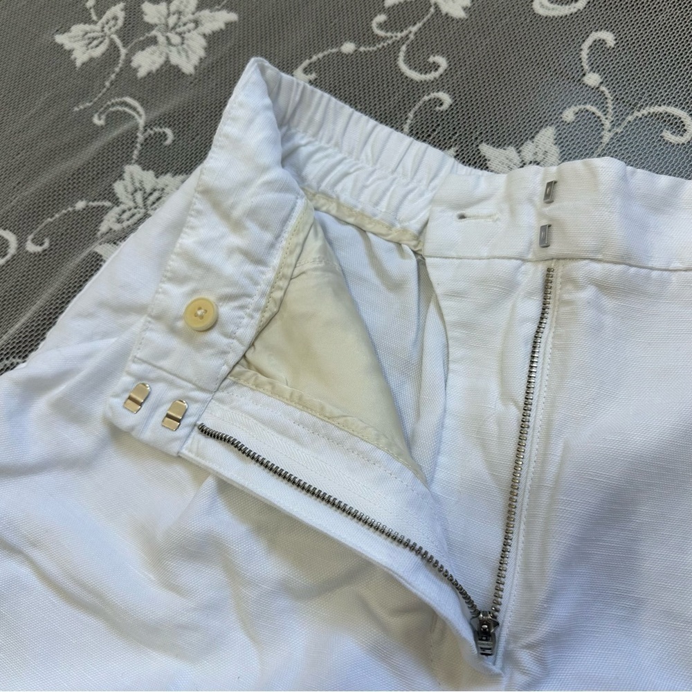 Aritzia Wilfred Fable Linen Blend Mid-Thigh Shorts in White Sz 8 - Picture 5 of 11